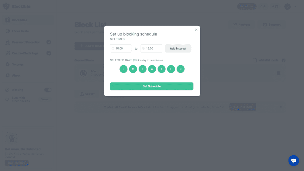 Scheduled Usage